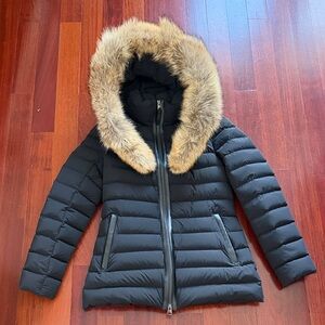 Mackage Black Puffer Jacket with Fur Hood